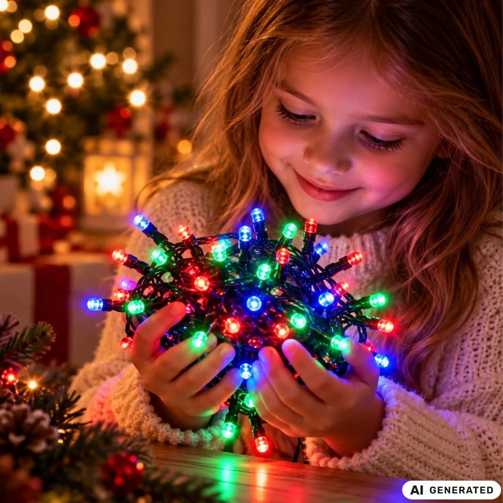 Weihnachtsbeleuchtung 200 LED Bunt 8 Modi Lichterkette Innen Verbindba