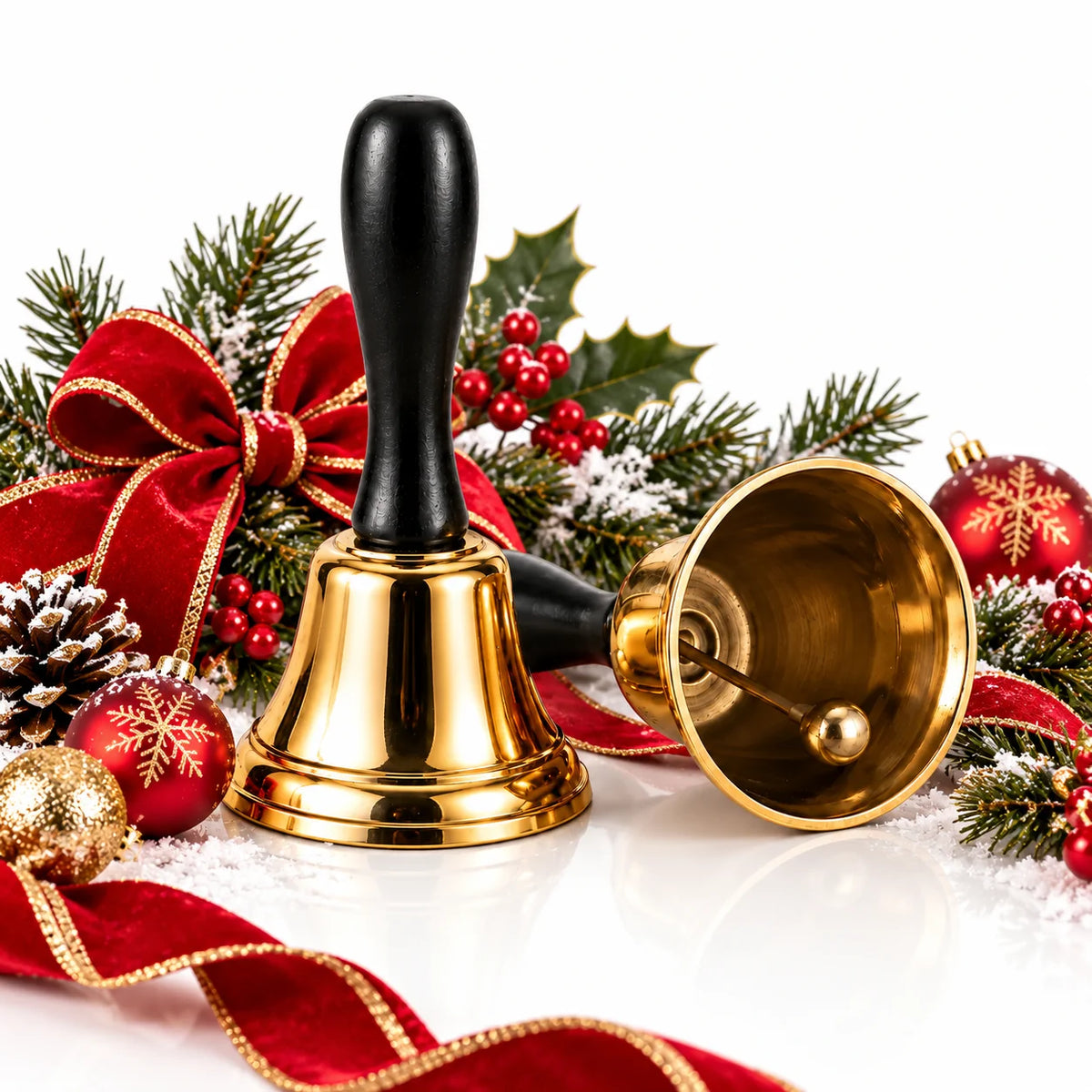 Weihnachtsglocke Gold Metall Handglocke Tischglocke Nikolaus Advent Deko