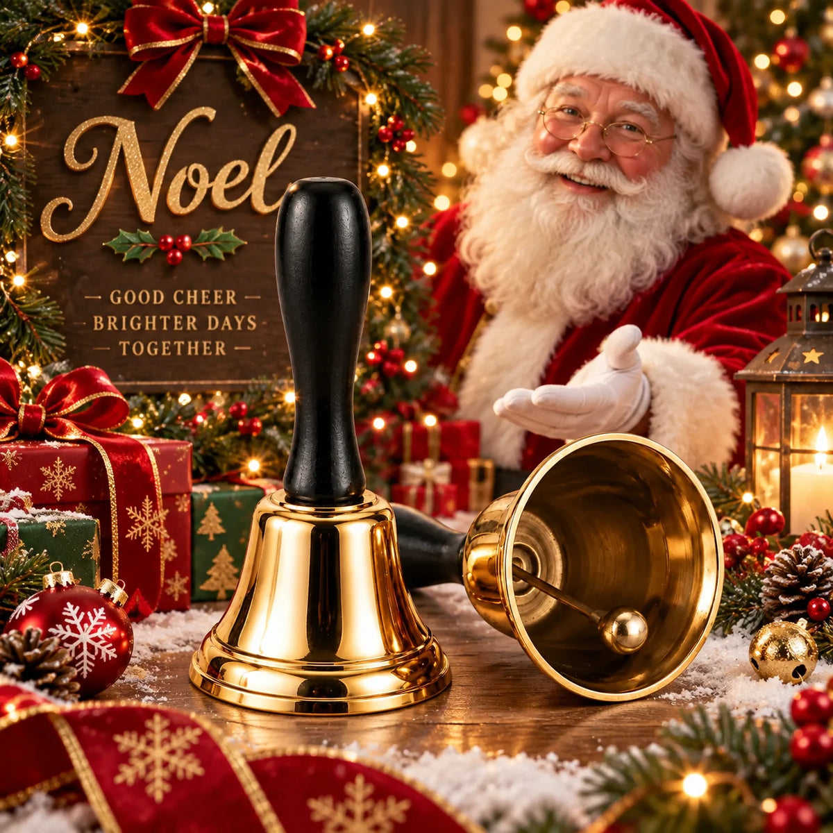 Weihnachtsglocke Gold Metall Handglocke Tischglocke Nikolaus Advent Deko