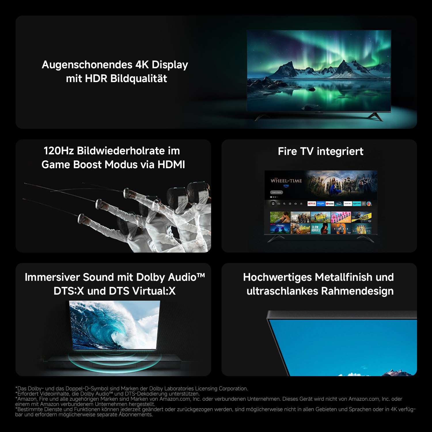 Xiaomi TV F 65 Zoll 4K UHD Smart TV mit Fire TV, HDR10, Alexa Sprachsteuerung, AirPlay, Triple Tuner und Game Boost Modus