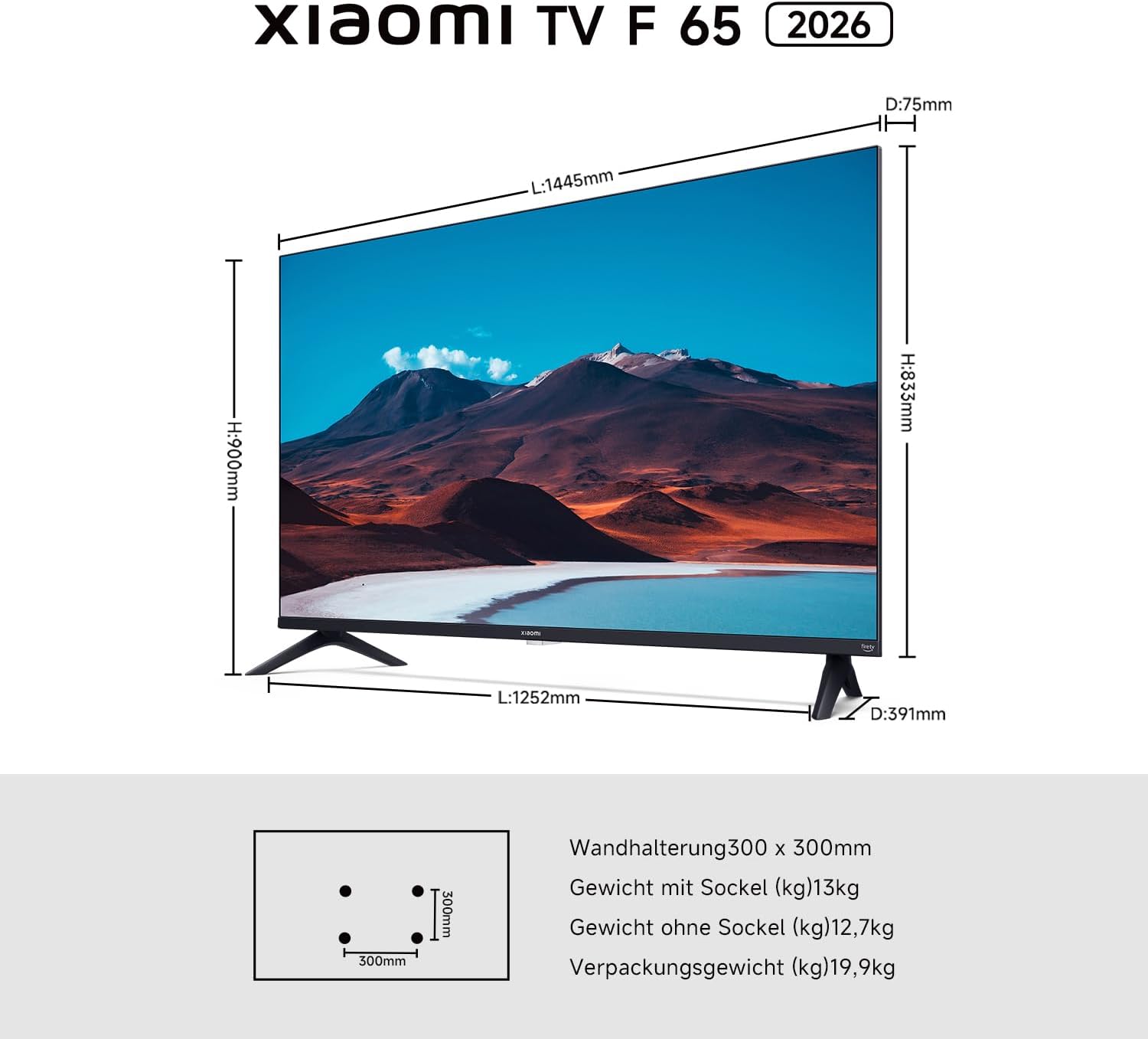 Xiaomi TV F 65 Zoll 4K UHD Smart TV mit Fire TV, HDR10, Alexa Sprachsteuerung, AirPlay, Triple Tuner und Game Boost Modus