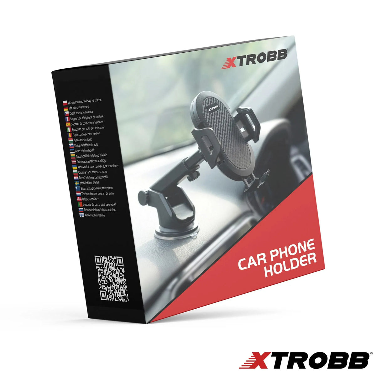 Xtrobb Handyhalterung fürs Auto mit Saugnapf – 360° Smartphone Halterung mit Teleskoparm 12–17 cm