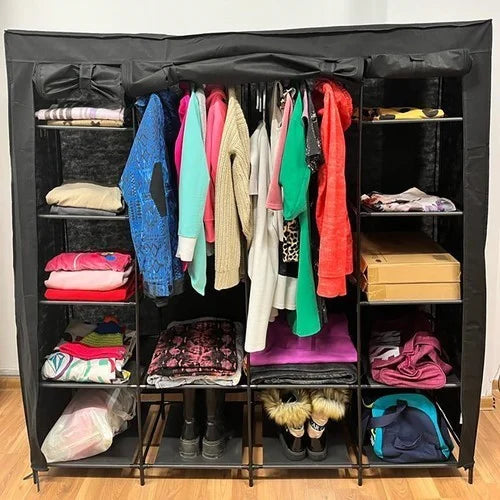 XXL Stoff Kleiderschrank 170x170 cm – Faltschrank mit 14 Fächern und 2