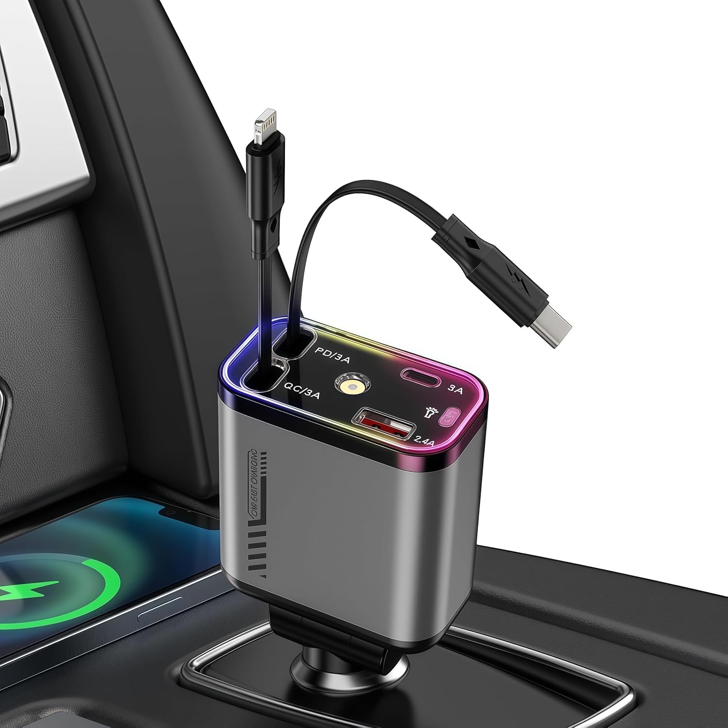 4-in-1 KFZ USB-C Ladegerät 69W – Schnelllade Auto Adapter mit Sternenhimmel